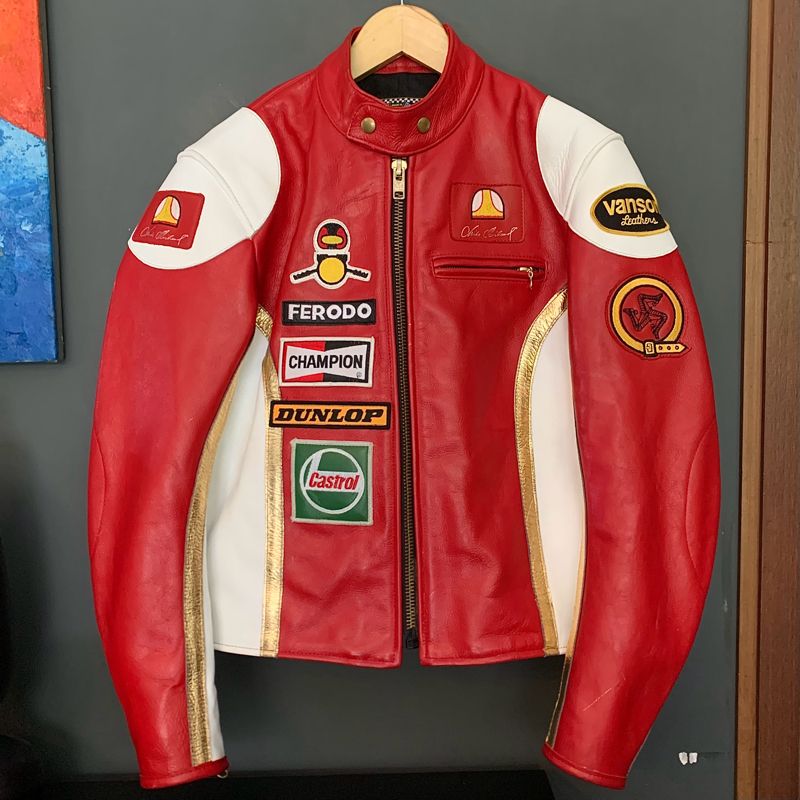 Vanson Biker Leather jacket Pria red, foto 2
