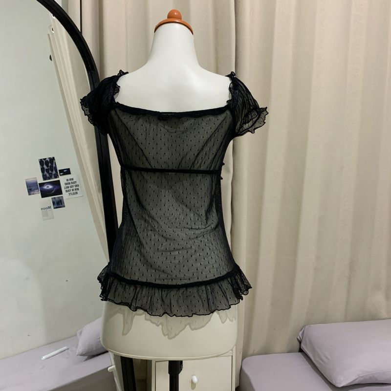 Grunge Goth Blouse Wanita black, foto 3