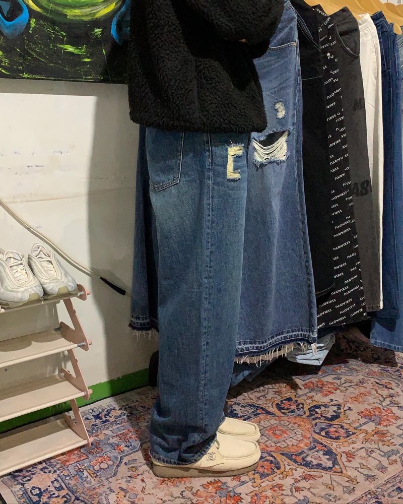 Y2K Grunge Jeans Pria navy, foto 4