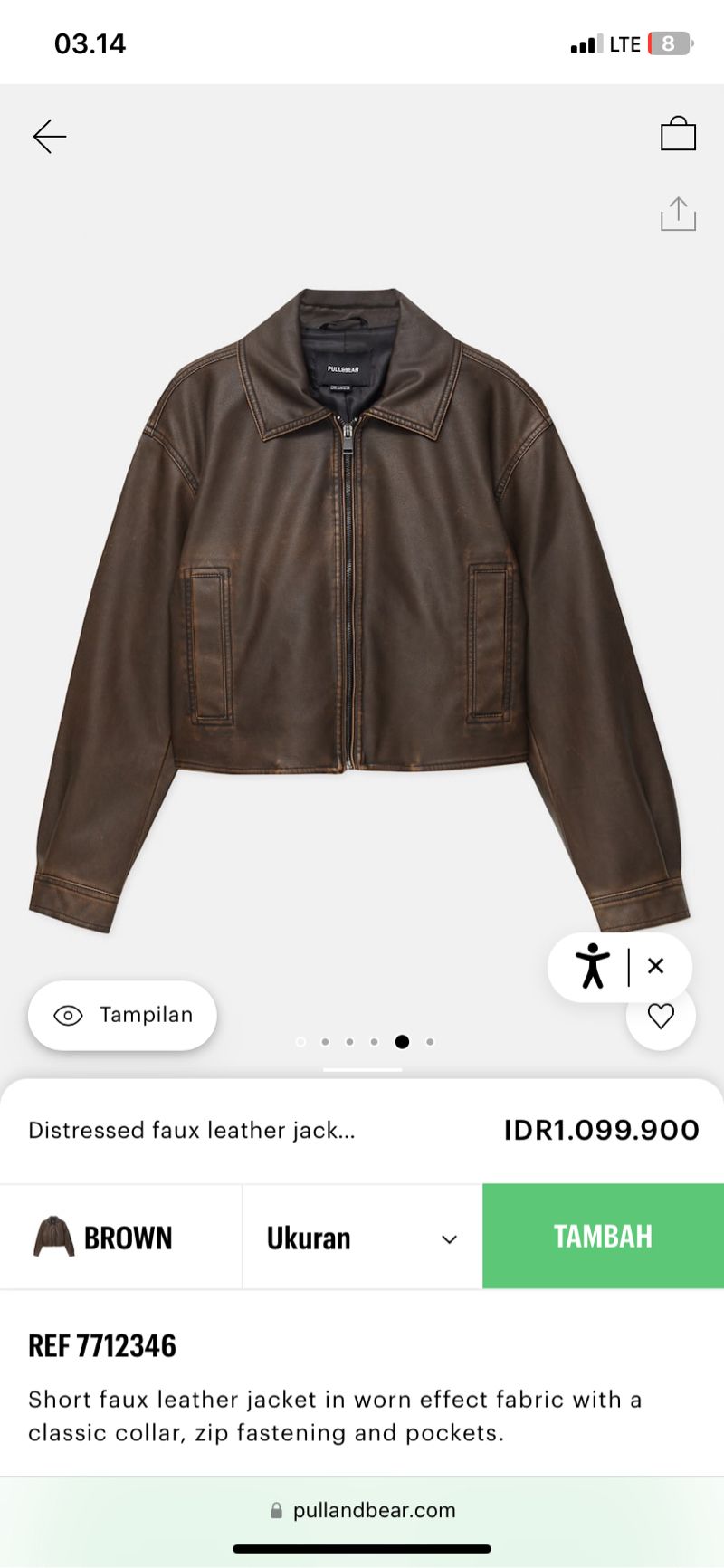 Pull & Bear Vintage Leather jacket Wanita brown, foto 5
