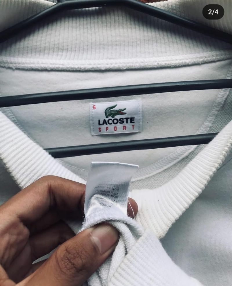 Lacoste Casual Sweater Pria white green, foto 2
