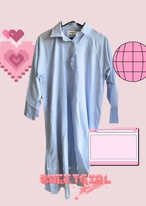 Ecinos Casual Shirt dress Wanita white blue