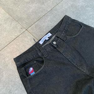 Streetwear Y2K Jeans Pria black