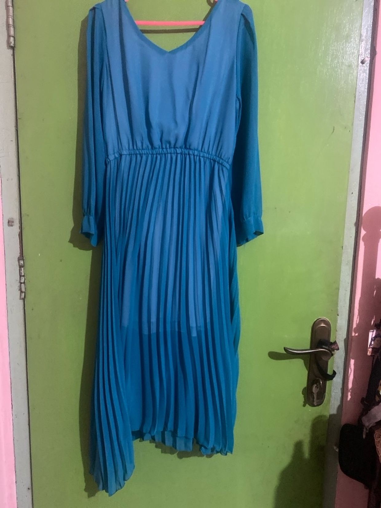 Minimalist Casual Midi dress Wanita blue