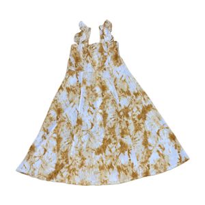 Vintage Casual Midi dress Wanita tan