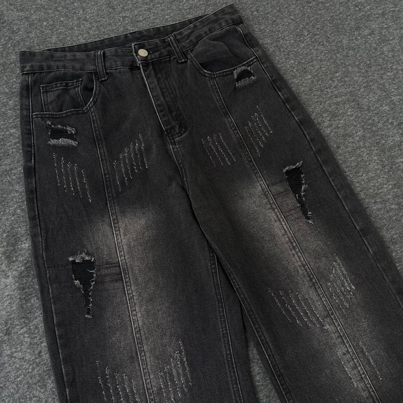 Y2K Grunge Jeans Pria black gray, foto 3