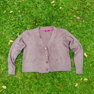Vintage Cardigan Wanita burgundy brown