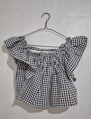 Lolita Crop top Wanita white black