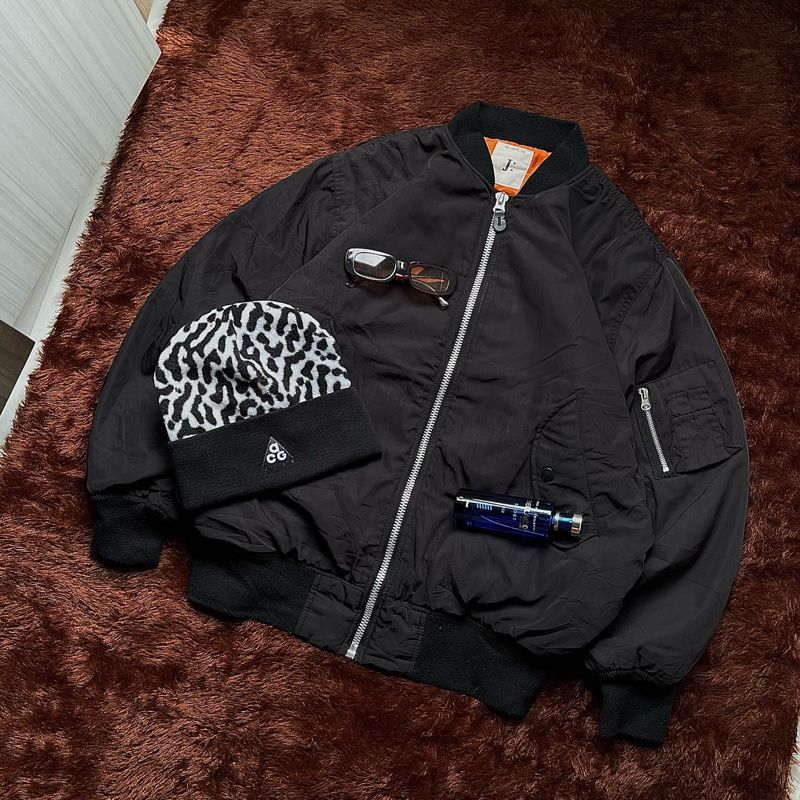 Grunge Indie Bomber jacket Pria black, foto 3