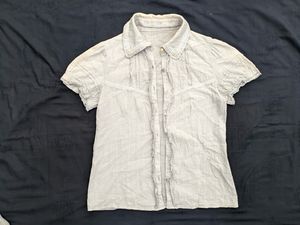 Vintage Coquette Blouse Wanita blue