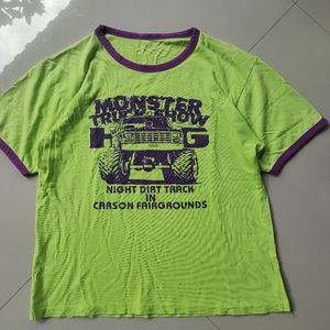 Streetwear Y2K T-shirt Pria purple green