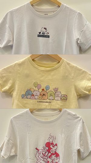 Uniqlo Casual T-shirt Wanita white yellow