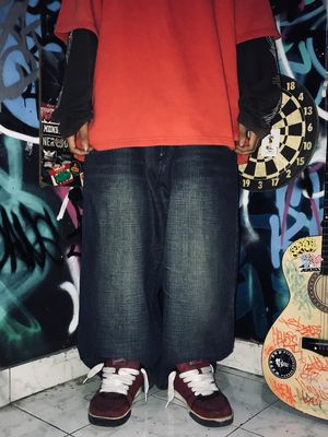 Akademiks Y2K Skater Jeans Pria multicolor navy
