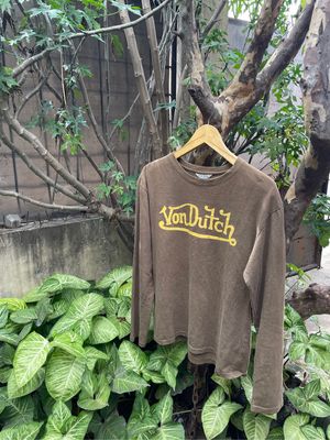 Von Dutch Streetwear Y2K T-shirt Pria tan brown