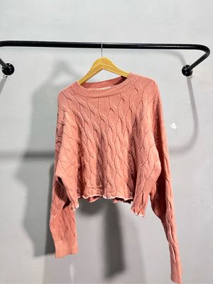 rajut oversize warna pink salmon