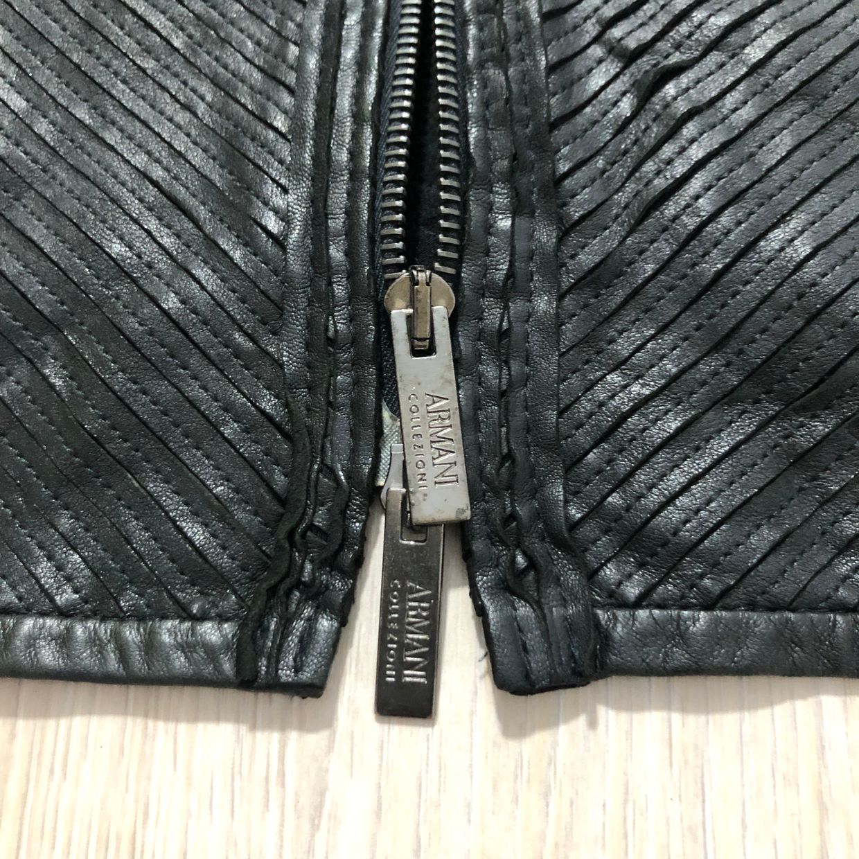 Armani	 Biker Leather jacket Pria black, foto 4