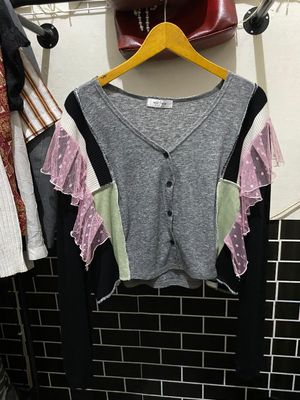 Coquette Cardigan Wanita black gray