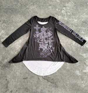 Japanese brand Y2K Goth T-shirt Wanita white black