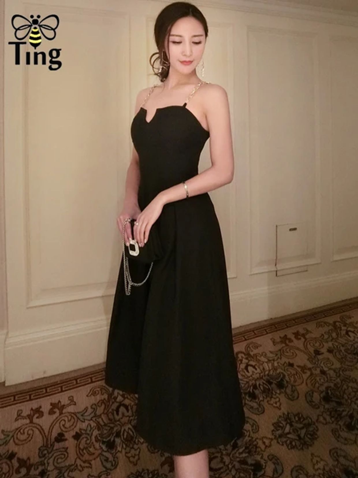 Luxury Minimalist Going out dress Wanita black