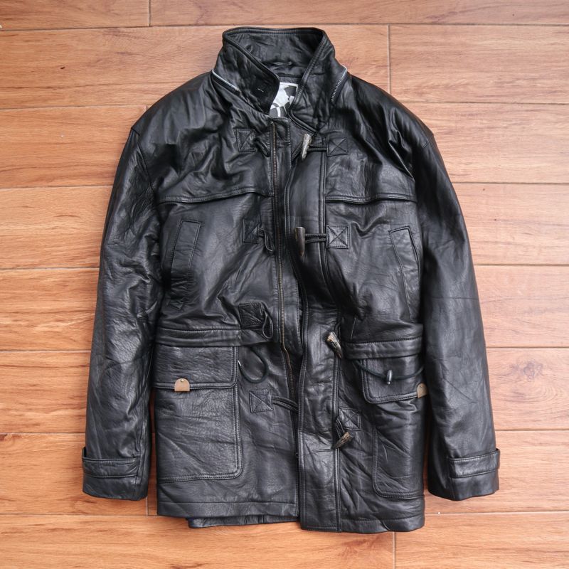 Biker Casual Leather jacket Pria black, foto 3