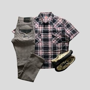 EDWIN Vintage Y2K Casual shirt Pria white black