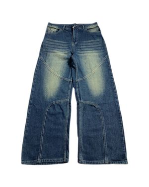 Vintage Streetwear Jeans Pria navy cream