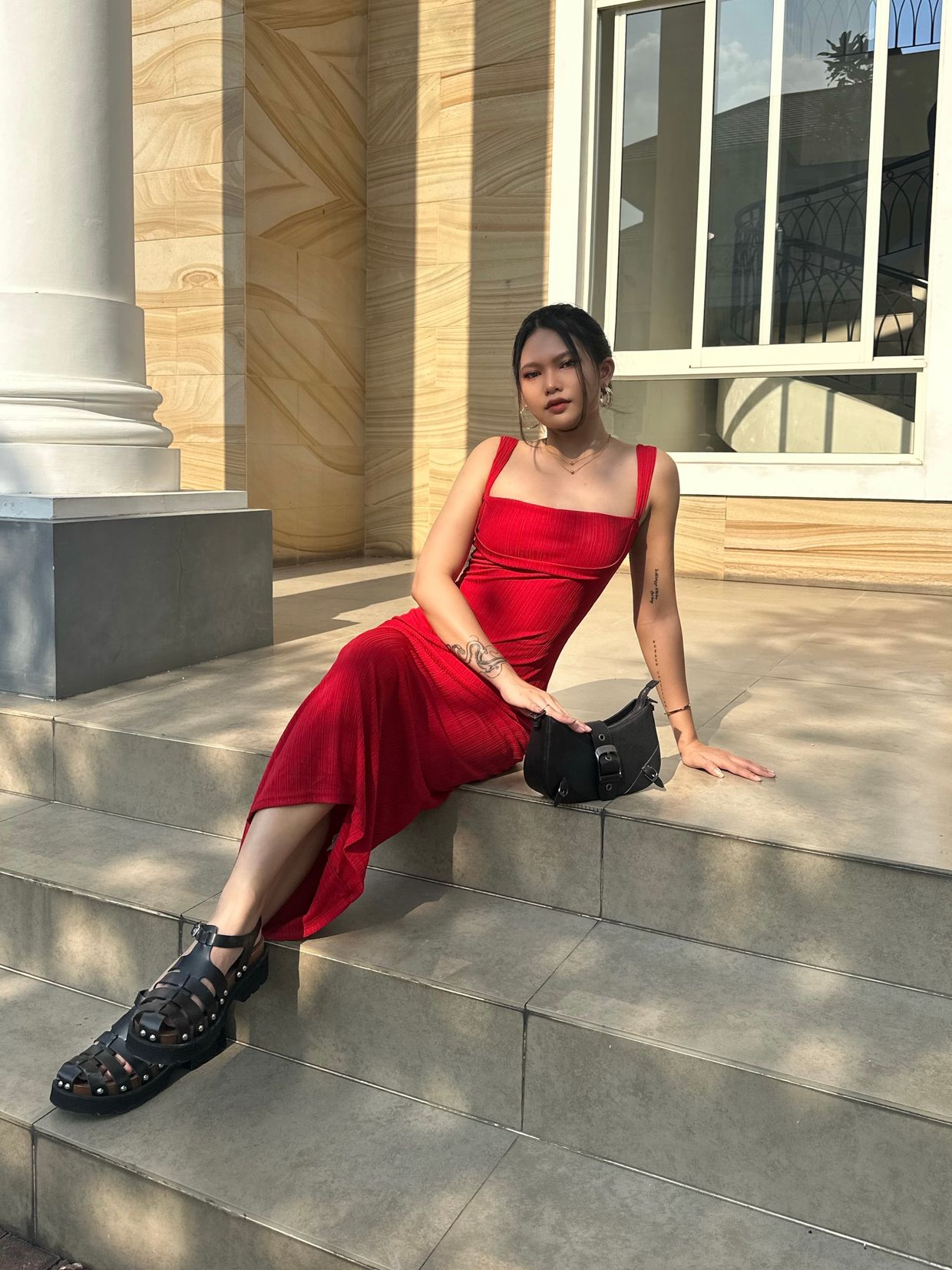 Minimalist Casual dress Wanita red
