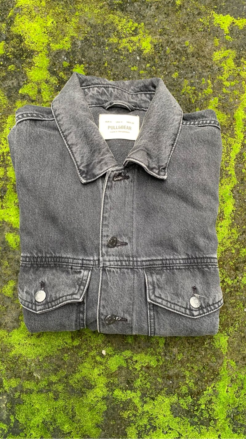 Pull & Bear Streetwear Denim jacket Pria gray, foto 2