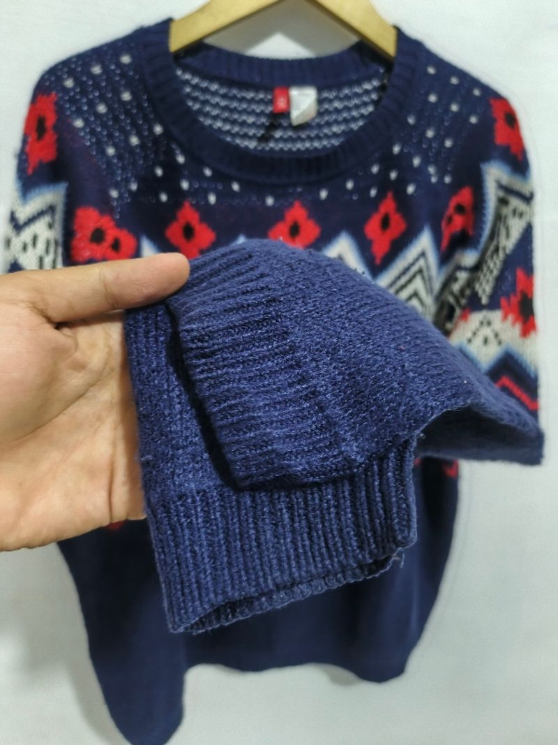 H&M Indie Casual Sweater Pria navy, foto 3