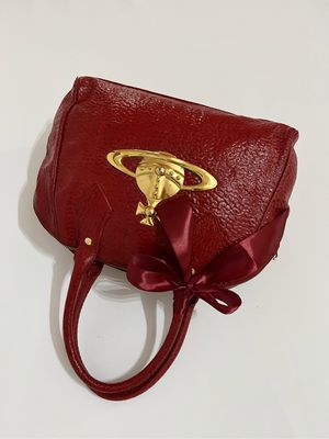 Vivienne Westwood Vintage Luxury Handbag Wanita burgundy red