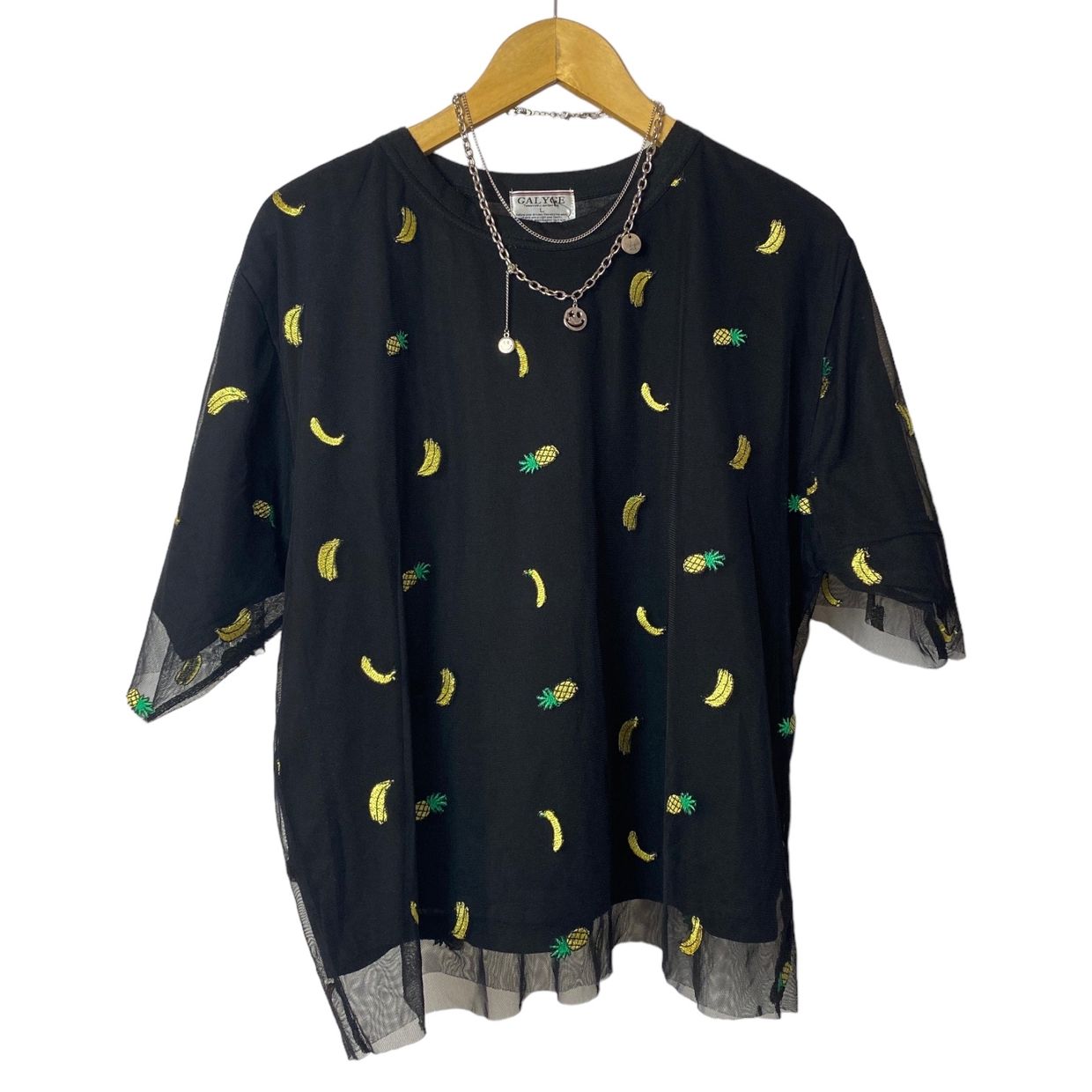 Minimalist Casual Shirt Wanita black yellow