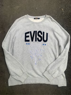 Evisu Streetwear Y2K Sweater Pria gray