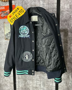 Streetwear Y2K Bomber jacket Pria navy