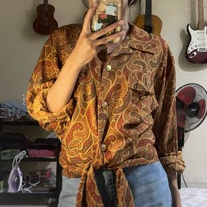 Vintage Indie Blouse Wanita tan brown