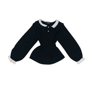 Japanese brand Y2K Cottagecore Blouse Wanita black