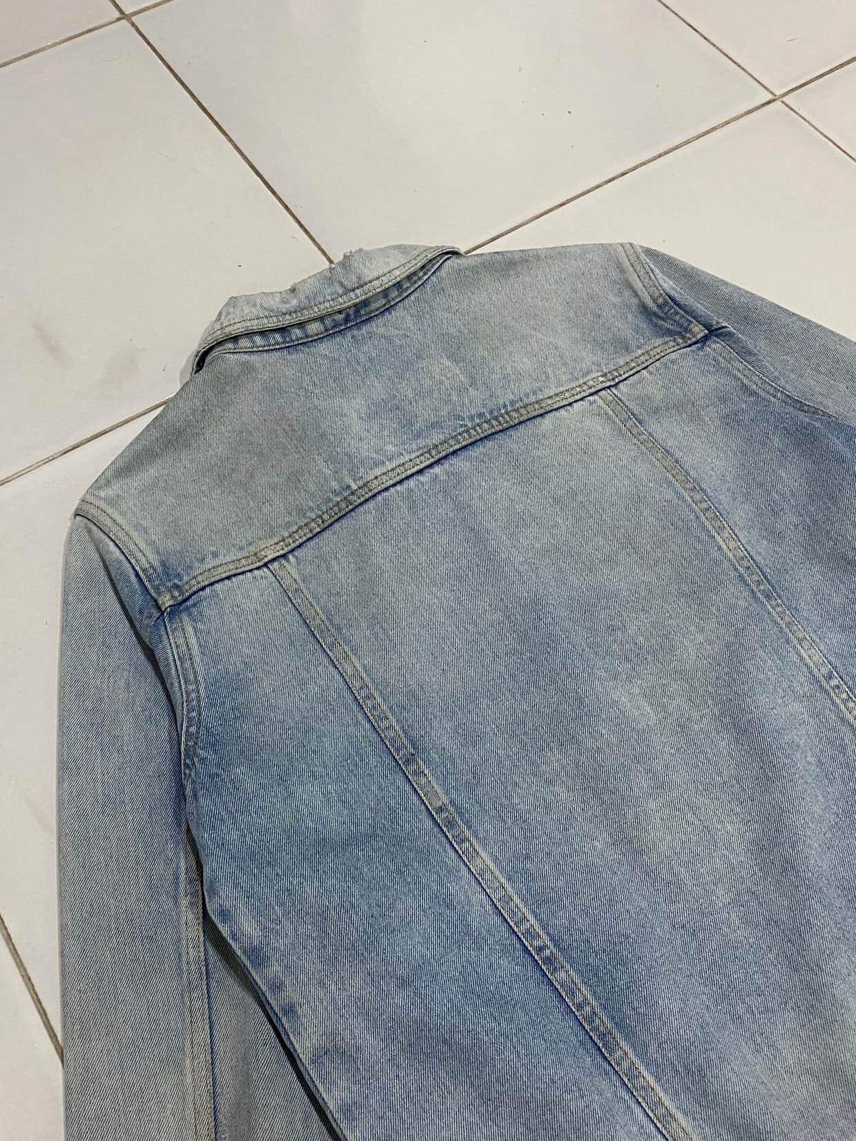 Pull & Bear Vintage Casual Denim jacket Pria blue, foto 4