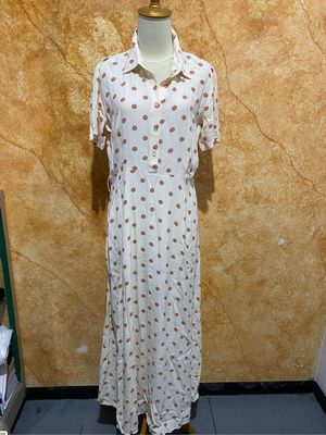 ZARA Vintage Maxi dress Wanita cream