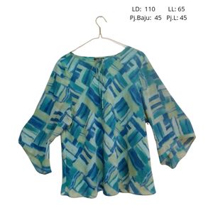 Blouse Wanita multicolor blue
