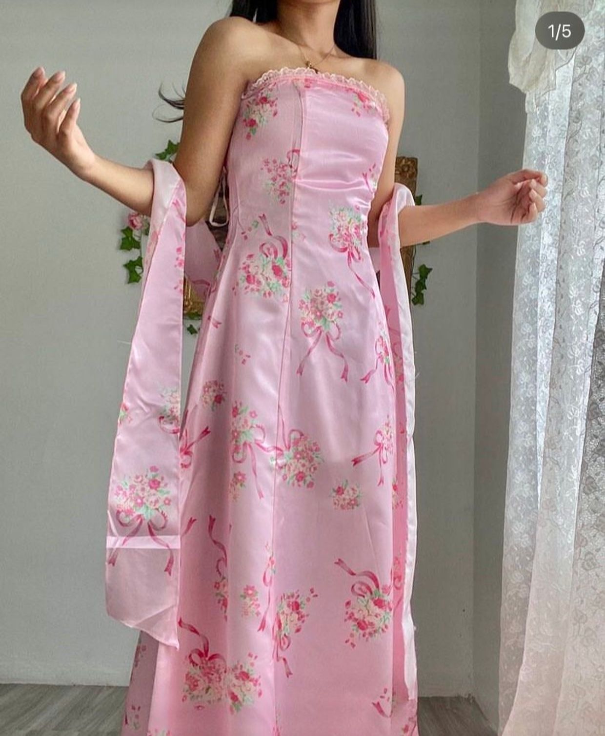 Maxi dress Wanita pink, foto 4
