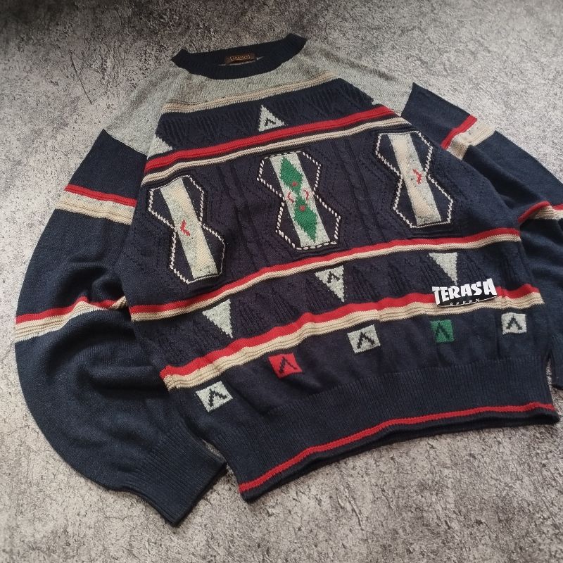 Vintage Sweater Pria navy, foto 4