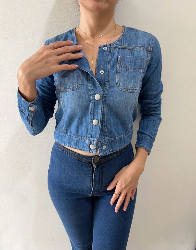Goth Casual Denim jacket Wanita blue, foto 3