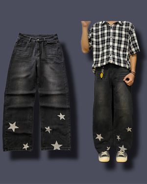 Streetwear Y2K Jeans Pria black gray