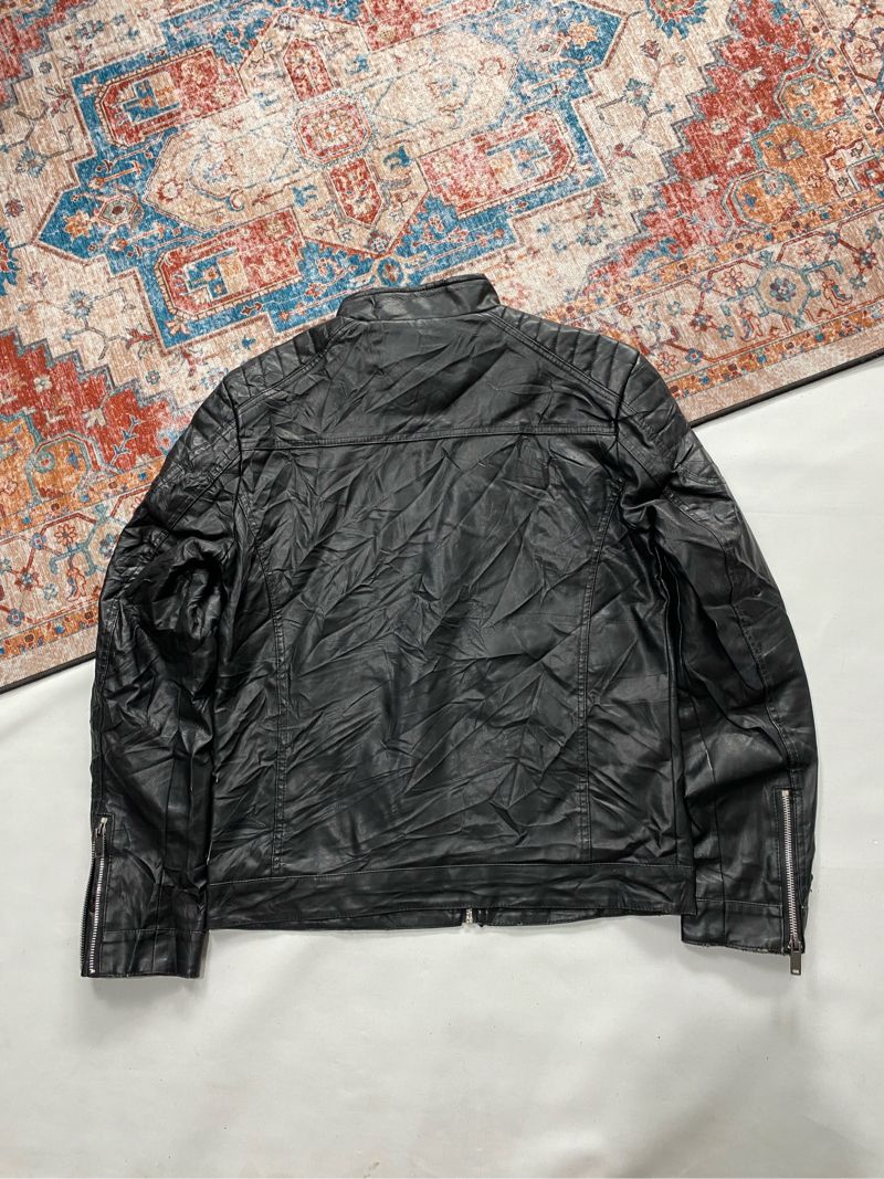 Vintage Biker Leather jacket Pria black, foto 2