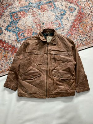 Vintage Y2K Leather jacket Pria brown
