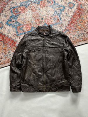Lee Biker Casual Leather jacket Pria brown