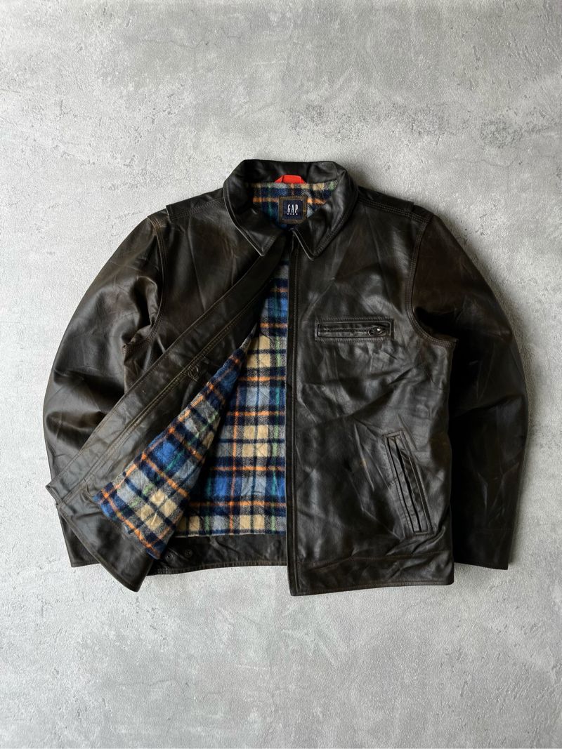GAP Vintage Biker Leather jacket Pria black, foto 5