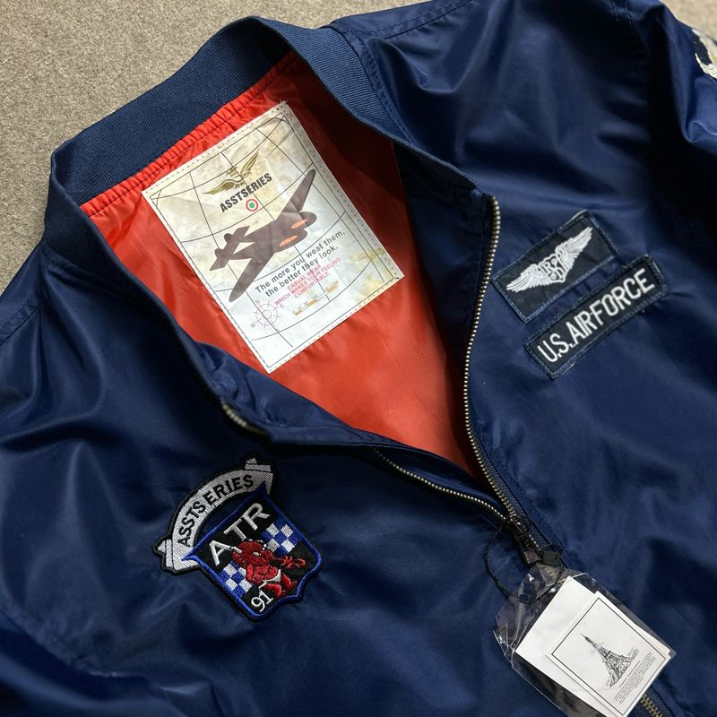 Vintage Casual Bomber jacket Pria navy, foto 5
