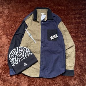Uniqlo Grunge Indie Casual shirt Pria tan navy