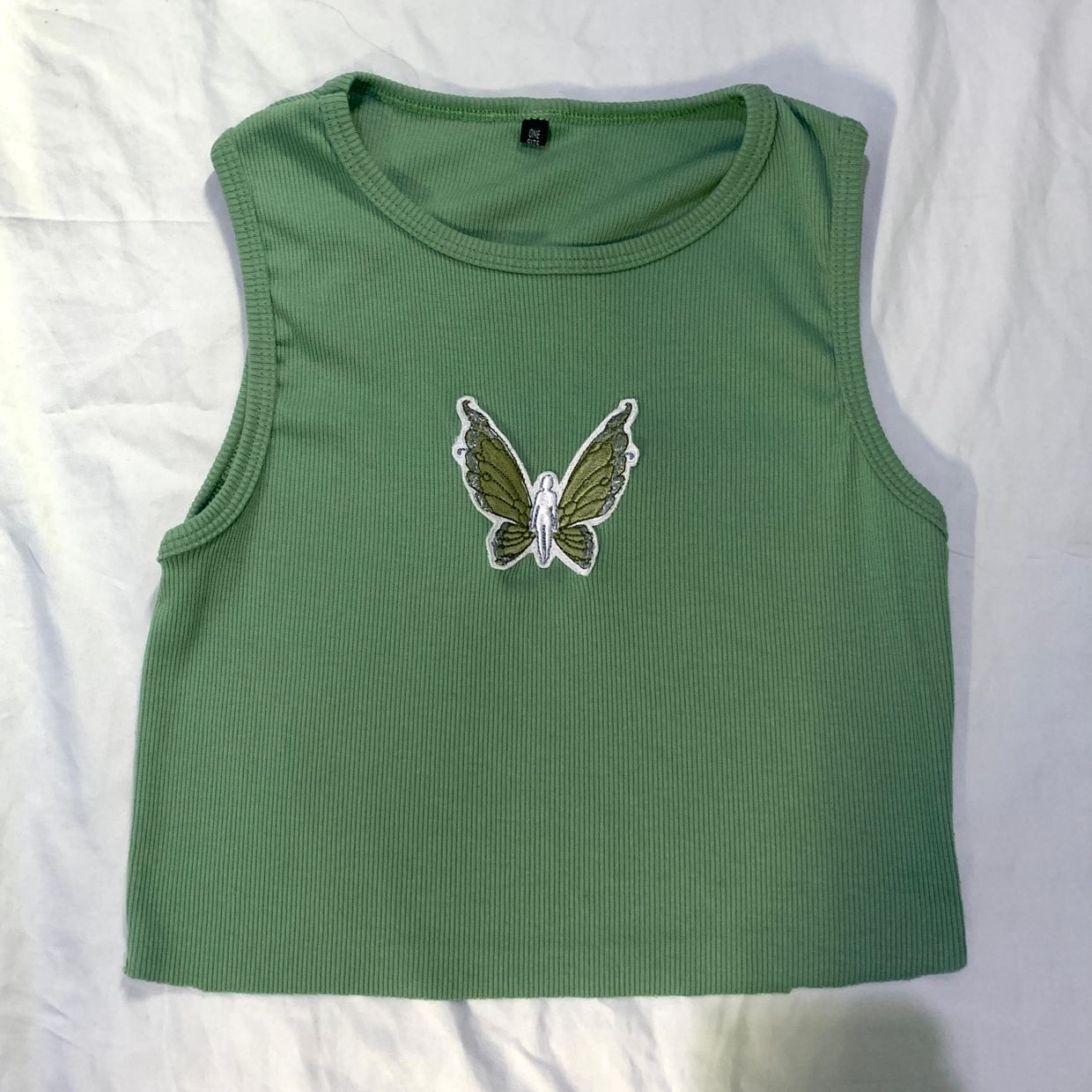 green fairy ribbed tank top used