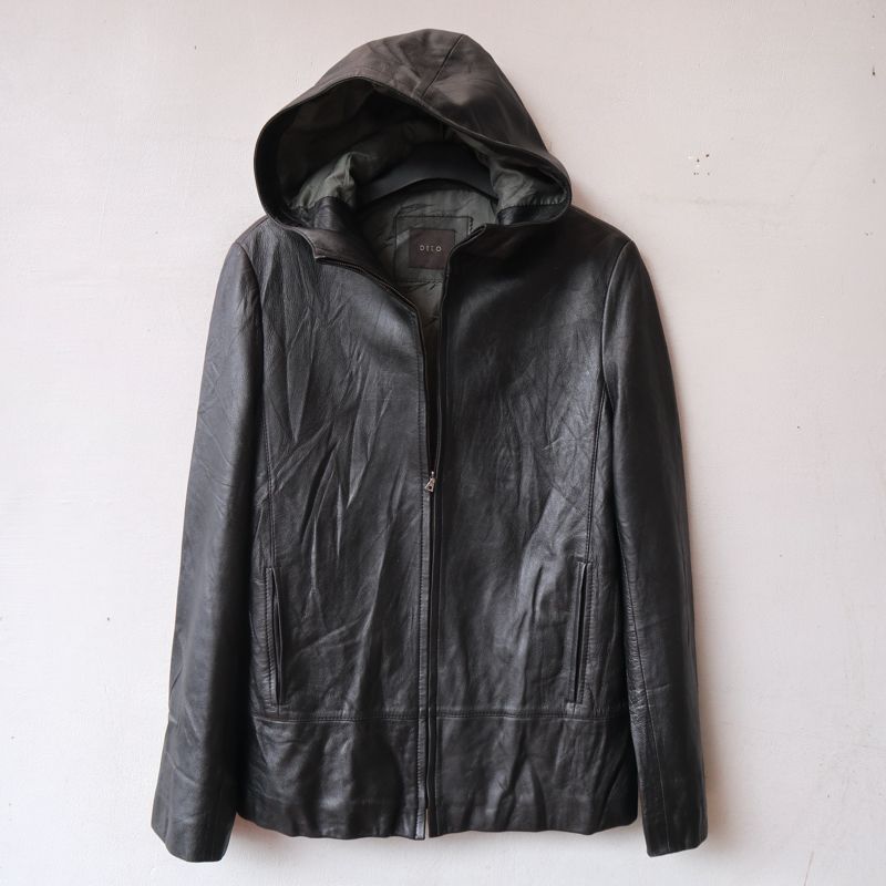 Casual Leather jacket Pria black, foto 2